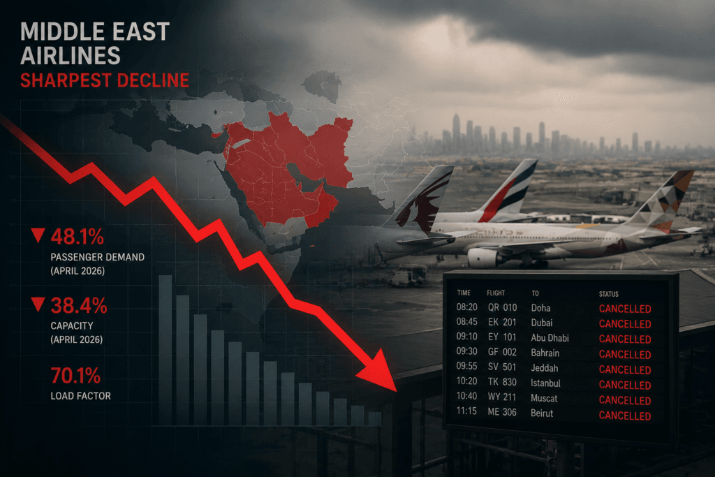 Middle East airline decline infographic