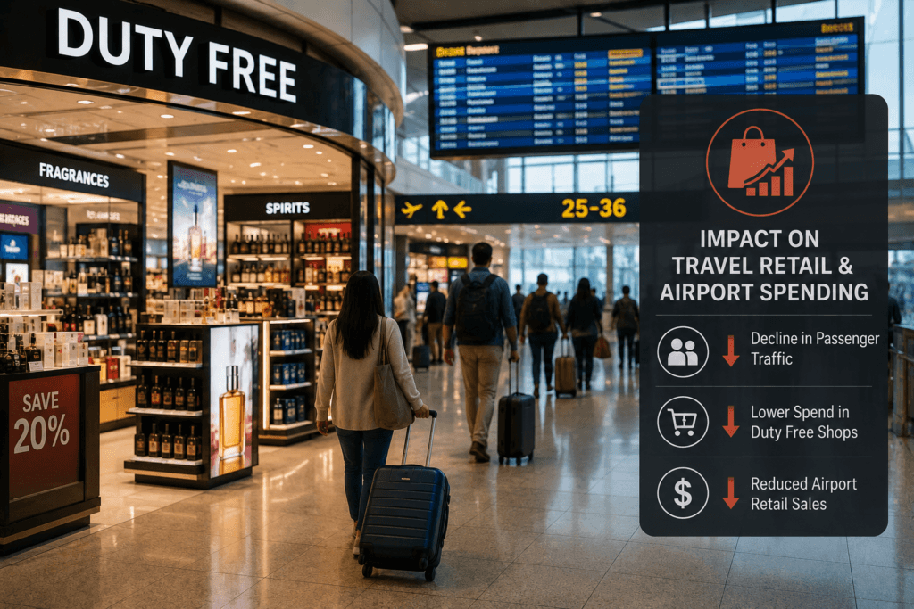 Busy duty-free shopping at the airport