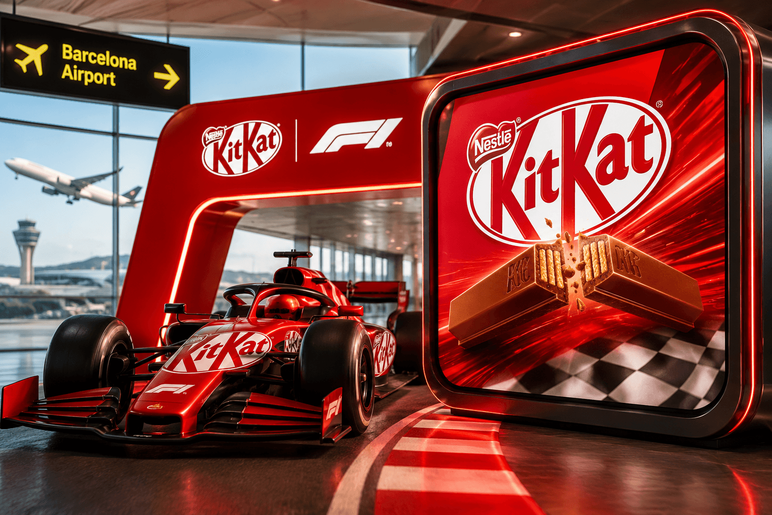 KitKat & Formula 1 Partnership Races into Barcelona Airport with Nestlé ITR and Avolta